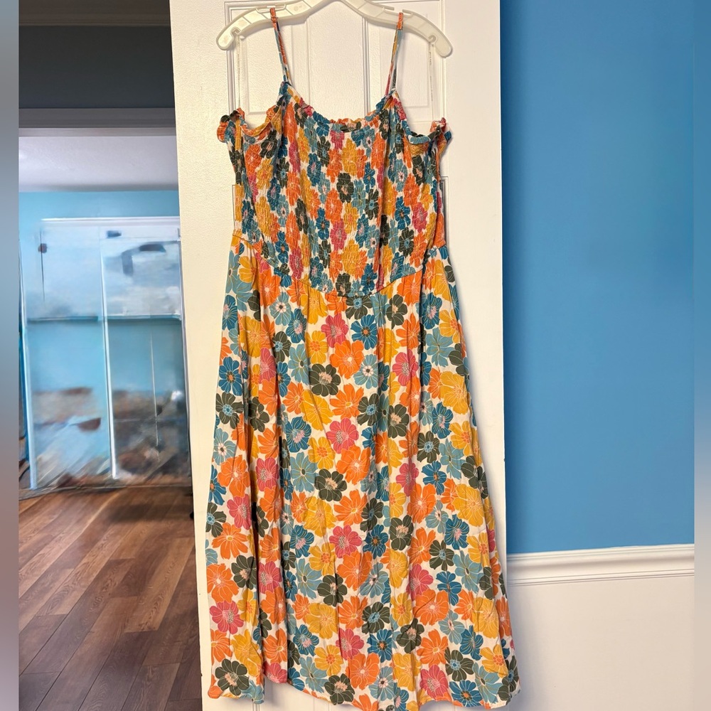 Hayden LA 2XL Multicolor Spring Floral Midi Dress with Pockets